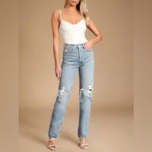 Agolde Riley High Rise Straight Leg Crop Denim Jeans